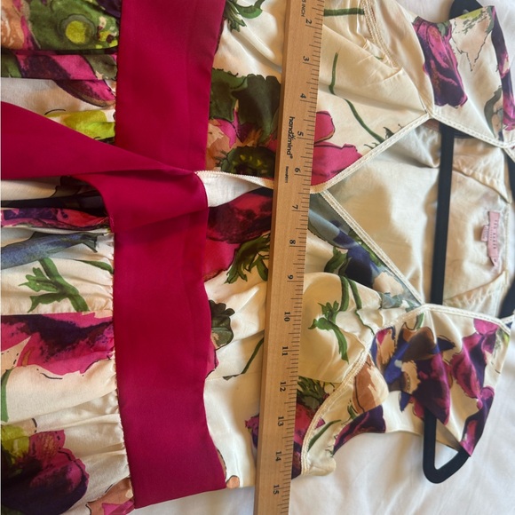 Ted Baker Floral Wrap Dress Cotton Empire Waist Size 4 - Picture 5 of 8